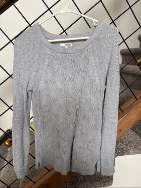 Sonoma Gray Cable Knit Crewneck Sweater